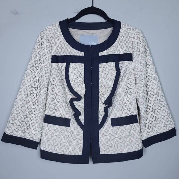 Anthropologie Tabitha Womens Lace Blazer Jacket Small Cream Ruffle As Seen On TV - Picture 1 of 7